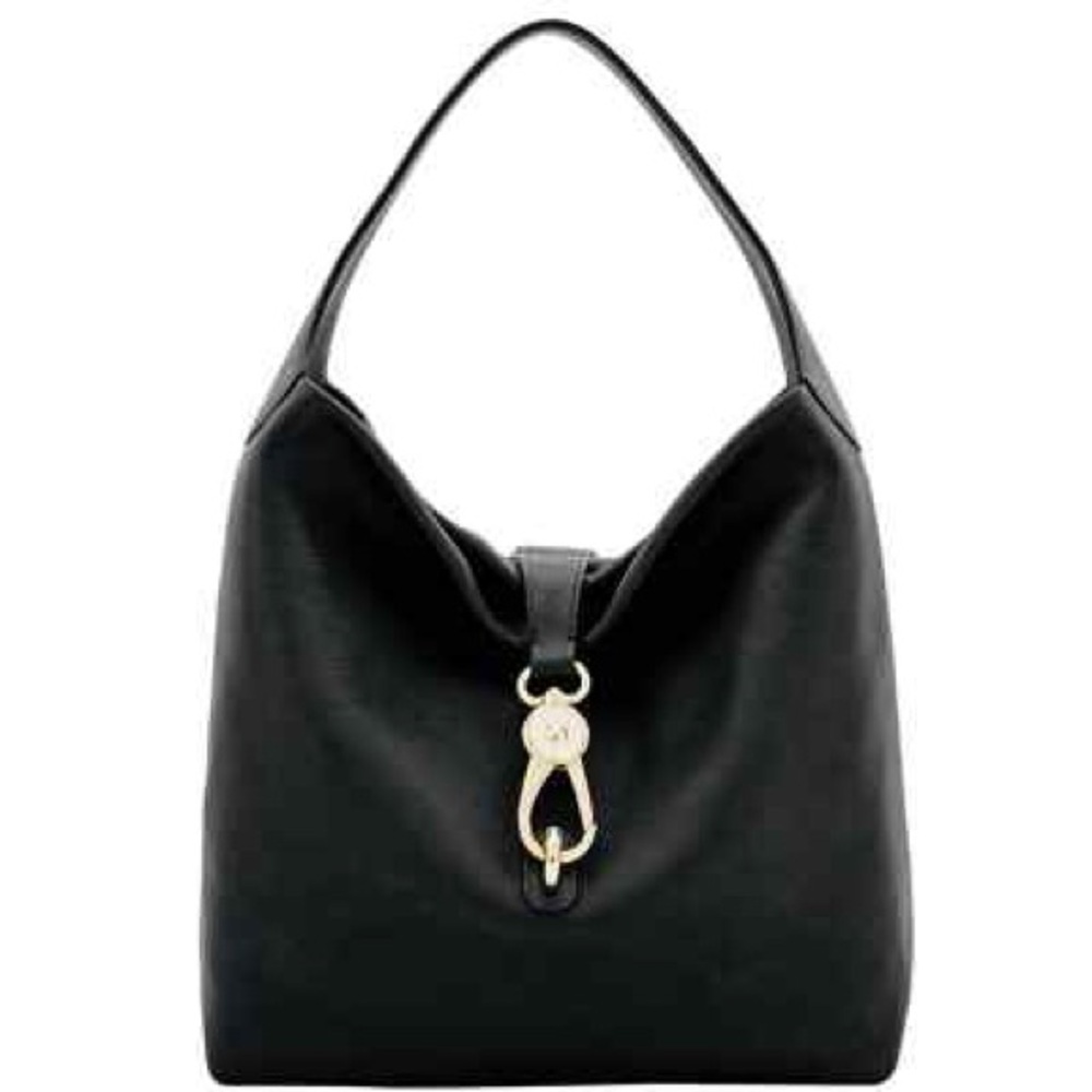 Dooney & Bourke Belvedere Black Pebble Leather LOGO LOCK Hobo Shoulder Bag $498